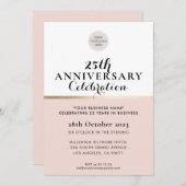 FIRMA ANNIVERSARY elegantes schwarzes Rosa Gold Einladung (Vorne/Hinten)