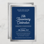 FIRMA ANNIVERSARY Moderne Business Marine Silber Einladung (Vorne/Hinten)