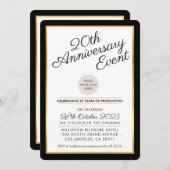 FIRMA ANNIVERSARY PARTY Modernes Business Schwarz Einladung (Vorne/Hinten)