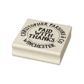 Firma bezahlt dank Briefmarke aus Gummi Gummistempel (Stempel)