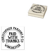 Firma bezahlt dank Briefmarke aus Gummi Gummistempel (Stempel)