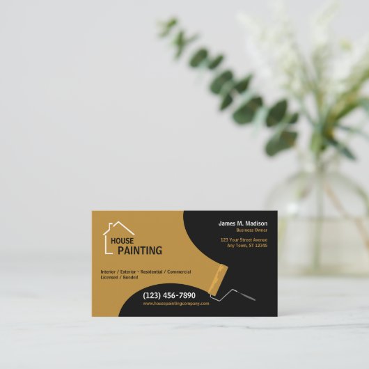 Firma Black | Gold Visitenkarte (Stehend Vorderseite)