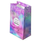 Firma für benutzerdefinierte Logos Rosa Tropfen Ho Kleine Geschenktüte (Rückseite Schrägansicht)