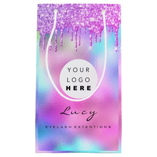 Firma für benutzerdefinierte Logos Rosa Tropfen Ho Kleine Geschenktüte (Vorderseite)