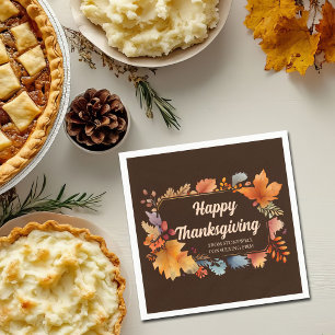 Firma Happy Thanksgiving Blätter Braune Party Serviette