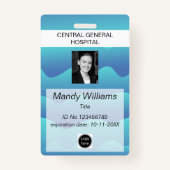 Firma ID Mitarbeiter Foto Logo blaue Wellenbezeich Ausweis (Vorderseite)