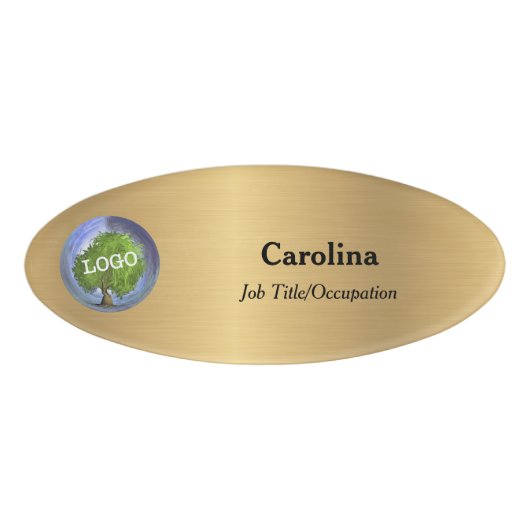 Firma Magnetic Oval Gold Namenschild (Vorderseite)