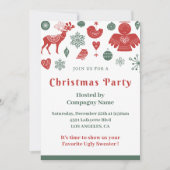 Firma Weihnachten Schönes nordisches Muster Grün Einladung (Vorderseite)