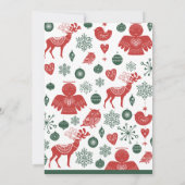 Firma Weihnachten Schönes nordisches Muster Grün Einladung (Rückseite)