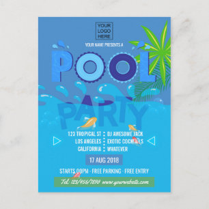 Firmen-/Club-Sommer-Poolparty Postkarte