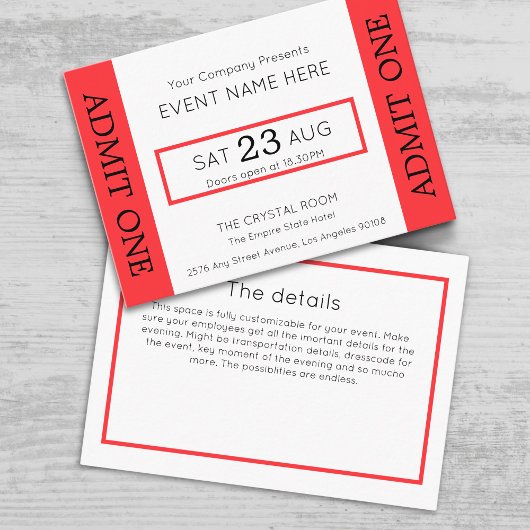 Firmen-Event-Ticket Konzert-Einlasskarte Einladung