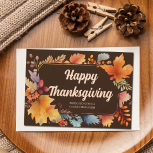 Firmen Happy Thanksgiving Vintage Blätter Braun Feiertagskarte