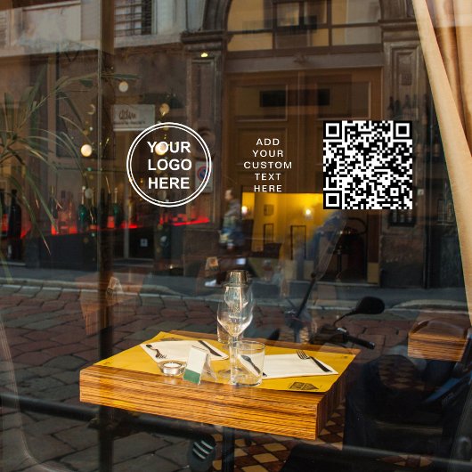 Firmen-Logo QR-Code Weiße Schrift Horizontal Fensteraufkleber