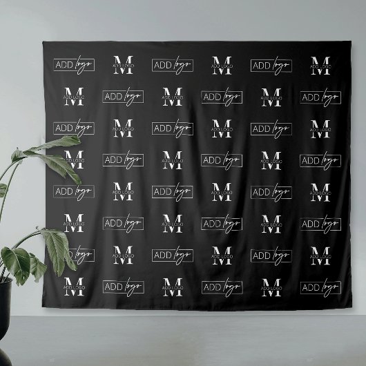 Firmen-Step-Repeat-Zwei-Logo-Großes-Schwarzes-Bann Wandteppich
