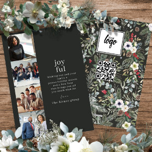 Firmen-Weihnachten Personalisierte 4-Foto-Collage Feiertagskarte