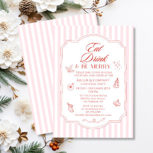 Firmen-Weihnachts-Cocktailparty Rosa Streifen Einladung