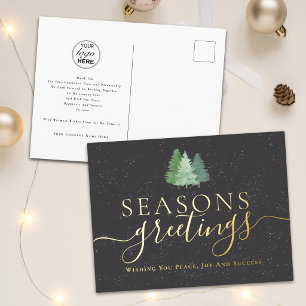 Firmen-Weihnachts-Geschäft-Logo Tannenbäume Gold Folien Feiertagspostkarte