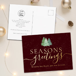 Firmen-Weihnachts-Geschäft-Logo Tannenbäume Gold Folien Feiertagspostkarte