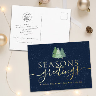 Firmen-Weihnachts-Geschäft-Logo Tannenbäume Gold Folien Feiertagspostkarte