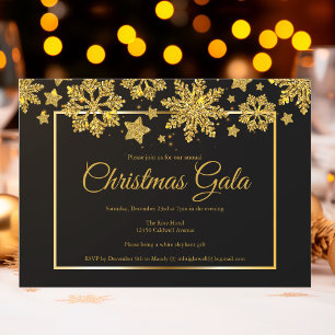 Firmen-Weihnachtsgala Chic Schwarz Gold Schneefloc Einladung