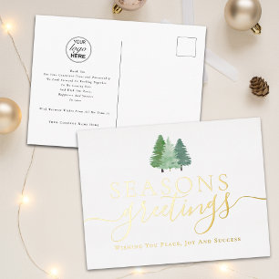 Firmen-Weihnachtsgrüße Geschäft Logo Gold Folien Feiertagspostkarte