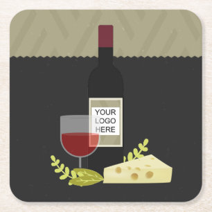 Firmen-Weinverkostung/Wein- und Käse-Set-Logo Rechteckiger Pappuntersetzer