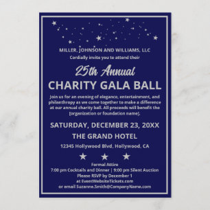 Firmen-Wohltätigkeits-Gala-Ball Elegant Blau Silbe Einladung