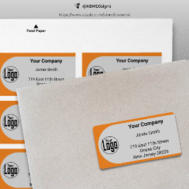 Firmenadresse für Graue schwarze Orange-Logo Adressaufkleber