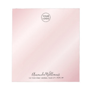 Firmenadresse Rosa mit eigenem Logo und Textname Notizblock