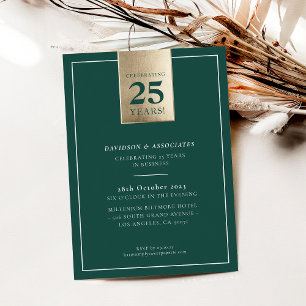 FIRMENANNIVERSARY Stilvolles Business-Green Gold Einladung