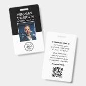 Firmenausweis Logo Mitarbeiter Personal Schwarz Ausweis (Vorder- & Rückseite)