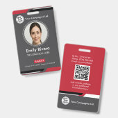 Firmenausweis mit QR-Code in Dunkelgrau für profes Ausweis (Vorder- & Rückseite)