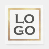 Firmenbenutzerdefiniertes Logo mit Goldrahmen Serviette (Vorderseite)