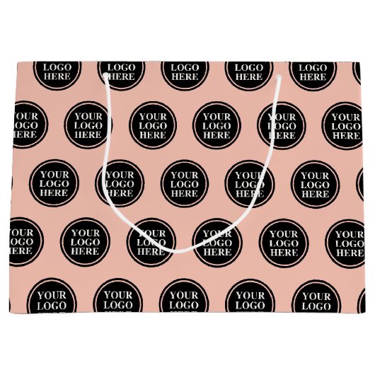 Firmenbenutzerdefiniertes Logo mit rosa Hintergrun Große Geschenktüte (Vorderseite)