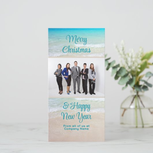 Firmenbüro Weihnachten Gruß Strand Szene (Stehend Vorderseite)