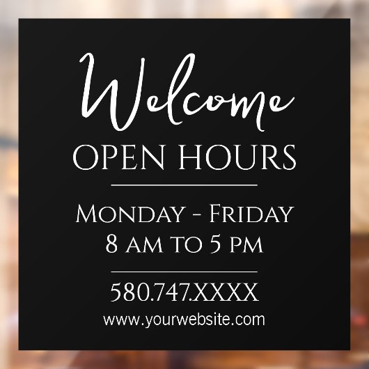 Firmenempfang und Öffnungszeiten Fensteraufkleber (Blatt 2)