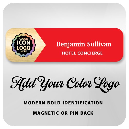 Firmenfarbe Logo Rot Gold Mitarbeiter-ID Namensschild