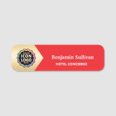 Firmenfarbe Logo Rot Gold Mitarbeiter-ID Namensschild (Vorderseite)