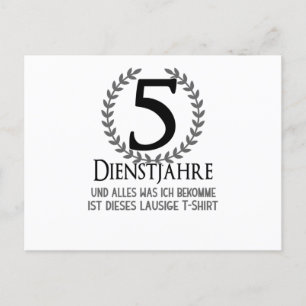 Firmenfeier 5-jähriges Dienstjubiläum Mitarbeiter Postkarte