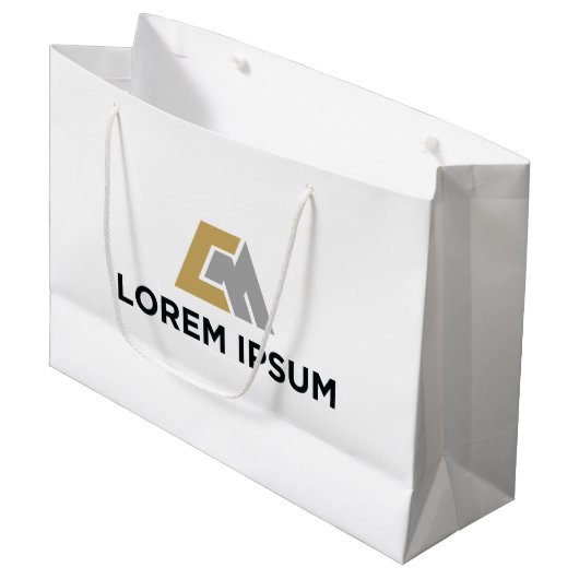 Firmengeschenktasche mit Firmenlogo Große Geschenktüte (Vorderseite Schrägansicht)