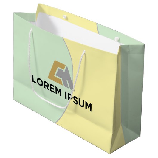 Firmengeschenktasche mit Firmenlogo Große Geschenktüte (Vorderseite Schrägansicht)