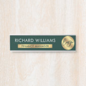 Firmengrüne und goldene Logos Name des Mitarbeiter Türschild (Vorderseite )