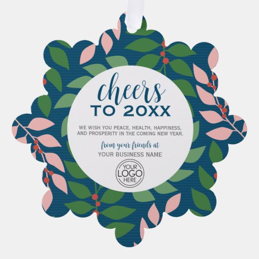 Firmengrüße mit Logo - Feiertag Ornament Karte (Vorderseite)