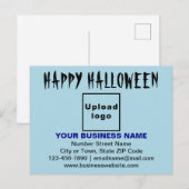 FirmenHalloween-Gruß auf Light Blue Postcard Postkarte (Vorne/Hinten)