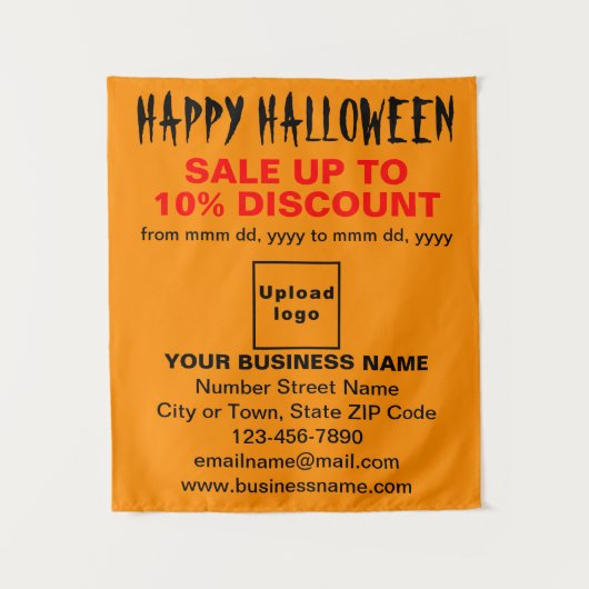 FirmenHalloween-Verkauf auf orangefarbenen Tapisse Wandteppich (Vorderseite)