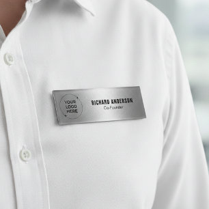 Firmeninhaber Namensschild Moderne Silbertextur Namenschild