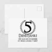 Firmenjubiläum 5 Jahre Mitarbeiter Postkarte (Vorne/Hinten)
