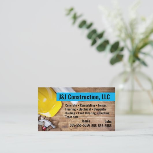 Firmenkarte für Bauunternehmen Visitenkarte (Stehend Vorderseite)
