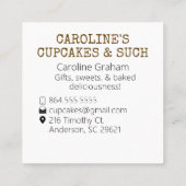 Firmenkarte für kundenspezifisches Bäckereigeschäf Quadratische Visitenkarte (Rückseite)