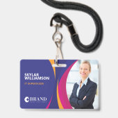 Firmenkennung und Logo - Lila Design Ausweis (Vorderseite mit Lanyard)